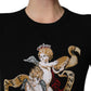 Dolce & Gabbana Black Angels Wool Crew Neck Pullover Sweater