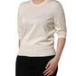 Dolce & Gabbana Off White 3/4 Sleeves Crewneck Pullover Sweater
