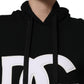 Dolce & Gabbana BlackWhite Appliqué Hooded Sweatshirt Sweater
