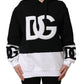 Dolce & Gabbana BlackWhite Appliqué Hooded Sweatshirt Sweater