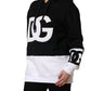 Dolce & Gabbana BlackWhite Appliqué Hooded Sweatshirt Sweater