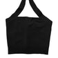 Dolce & Gabbana Black Square Neck Halter Cropped Tank Top