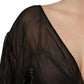 Dolce & Gabbana Black Wrap Sheer Chiffon One Shoulder Top