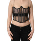 Dolce & Gabbana Black Sheer Tulle Bodysuit Cropped Corset Top