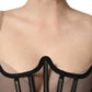 Dolce & Gabbana Black Sheer Tulle Bodysuit Cropped Corset Top
