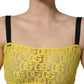 Dolce & Gabbana Yellow Cotton Crepe Chiffon Crop Bralette Top