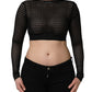 Dolce & Gabbana Black Nylon Fishnet Long Sleeve Cropped Top