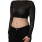 Dolce & Gabbana Black Nylon Fishnet Long Sleeve Cropped Top