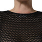 Dolce & Gabbana Black Nylon Fishnet Long Sleeve Cropped Top