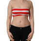 Dolce & Gabbana White Red Nylon Striped Ribbed Tube Crop Top