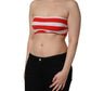 Dolce & Gabbana White Red Nylon Striped Ribbed Tube Crop Top