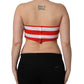 Dolce & Gabbana White Red Nylon Striped Ribbed Tube Crop Top