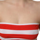 Dolce & Gabbana White Red Nylon Striped Ribbed Tube Crop Top