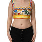 Dolce & Gabbana Multicolor Majolica Print Cotton Crop Top