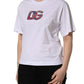 Dolce & Gabbana White Cotton DG Logo Patch Crew Neck T-shirt