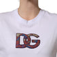 Dolce & Gabbana White Cotton DG Logo Patch Crew Neck T-shirt