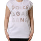 Dolce & Gabbana White Logo Round Neck Sleeveless T-shirt