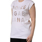 Dolce & Gabbana White Logo Round Neck Sleeveless T-shirt