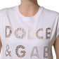 Dolce & Gabbana White Logo Round Neck Sleeveless T-shirt