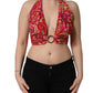 Dolce & Gabbana Red Paisley Silk Halter Neck Crop Tank Top