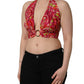 Dolce & Gabbana Red Paisley Silk Halter Neck Crop Tank Top