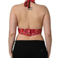 Dolce & Gabbana Red Paisley Silk Halter Neck Crop Tank Top