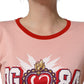 Dolce & Gabbana Pink Graphic Print Cotton Crew Neck T-shirt