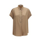 Brunello Cucinelli Beige Silk Shortsleeve Shirt