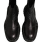 Dolce & Gabbana Black Leather Slip On Chelsea Boots Shoes