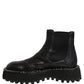 Dolce & Gabbana Black Leather Slip On Chelsea Boots Shoes