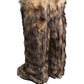 Dolce & Gabbana Brown Faux Skim Ski Fur Knee High Boots Shoes