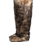 Dolce & Gabbana Brown Faux Skim Ski Fur Knee High Boots Shoes