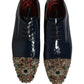Dolce & Gabbana Blue Embellished Men Derby Dress Formal Shoes