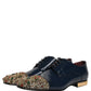 Dolce & Gabbana Blue Embellished Men Derby Dress Formal Shoes
