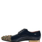 Dolce & Gabbana Blue Embellished Men Derby Dress Formal Shoes
