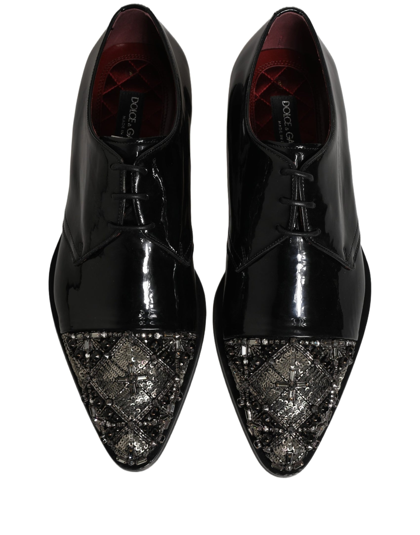 Dolce & Gabbana Black Embellished Men Derby Dress Formal Shoes