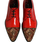 Dolce & Gabbana Red Embellished Men Derby Dress Formal Shoes