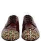 Dolce & Gabbana Maroon Embellished Derby Dress Formal Shoes