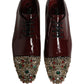 Dolce & Gabbana Maroon Embellished Derby Dress Formal Shoes