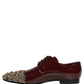 Dolce & Gabbana Maroon Embellished Derby Dress Formal Shoes