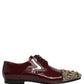 Dolce & Gabbana Maroon Embellished Derby Dress Formal Shoes