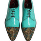 Dolce & Gabbana Aqua Blue Embellished Derby Dress Formal Shoes