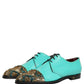 Dolce & Gabbana Aqua Blue Embellished Derby Dress Formal Shoes