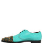 Dolce & Gabbana Aqua Blue Embellished Derby Dress Formal Shoes
