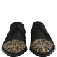 Dolce & Gabbana Black Embellished Men Derby Dress Formal Shoes
