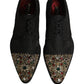 Dolce & Gabbana Black Embellished Men Derby Dress Formal Shoes