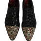 Dolce & Gabbana Black Sequin Embellished Men Derby Dress Shoes