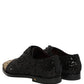 Dolce & Gabbana Black Sequin Embellished Men Derby Dress Shoes