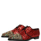 Dolce & Gabbana Red Sequin Embellished Men Derby Dress Shoes