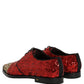 Dolce & Gabbana Red Sequin Embellished Men Derby Dress Shoes